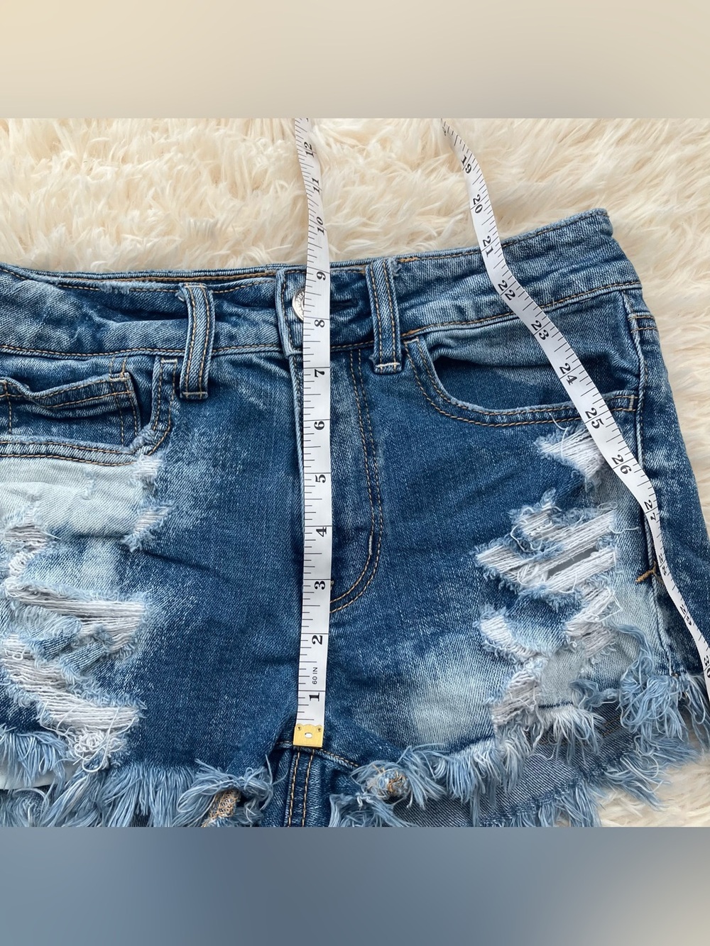 American Eagle Denim Distressed Mid Rise Mini Shorts - Picture 9 of 10